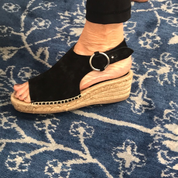 Suede black wedges with with Jute - Picture 3 of 3